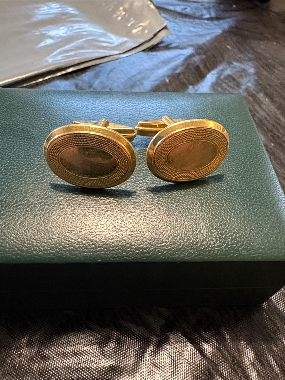 Gold Round Men's Cufflinks - Classic Oval Design